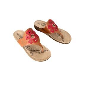 Josef Siebel W Sz 40 / 9 Natalya Thong Sandal Wedge Boho Flowers Hippie